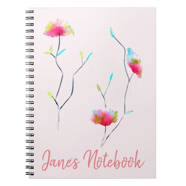 Pink flower modern simple Japanese inspired art Notebook (Front)