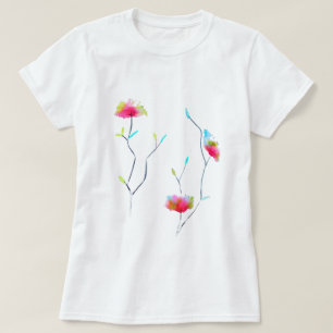 Pink flower modern simple Japanese inspired art T-Shirt