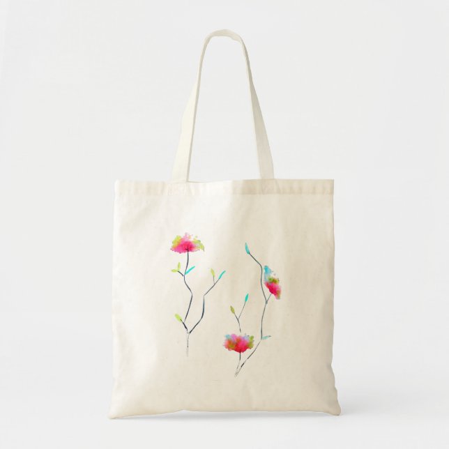 Pink flower modern simple Japanese inspired art Tote Bag (Front)