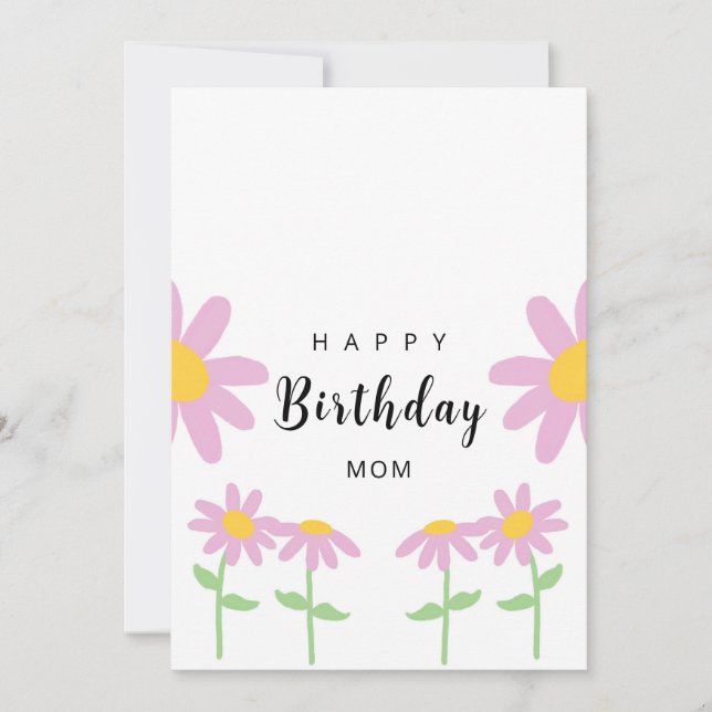 Pink Flower Mom Birthday Card (Front)