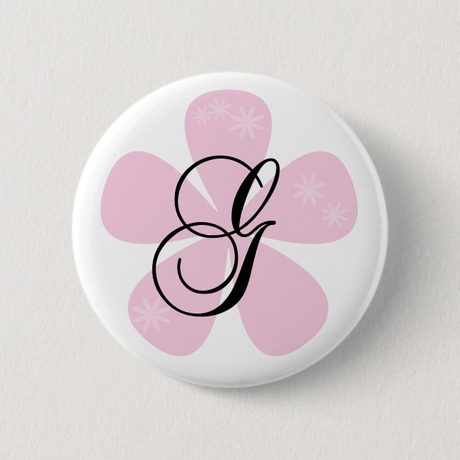 Pink Flower Monogram G Button (Front)