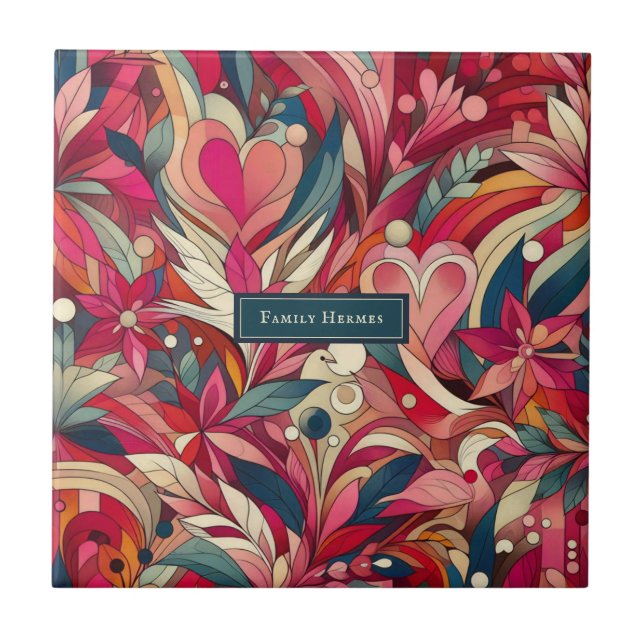 Pink Flower Morris art Ceramic Tile (Front)