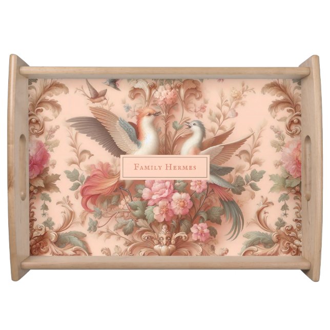 Pink Flower Morris art Serving Tray (Front)