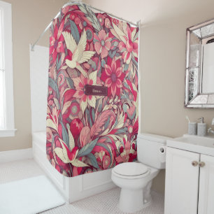 Pink Flower Morris art Shower Curtain