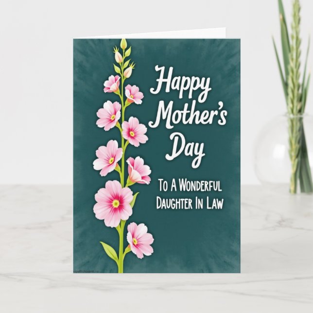Pink Flower Mothers Day Art Card (Front)