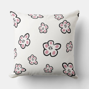 pink flower motif pillow