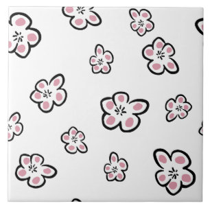 pink flower motif tile