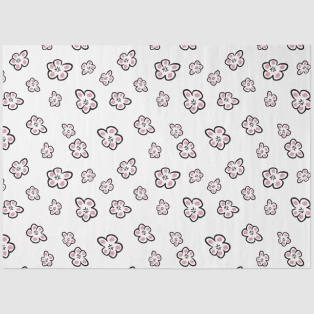 pink flower motif tissue paper (Front)