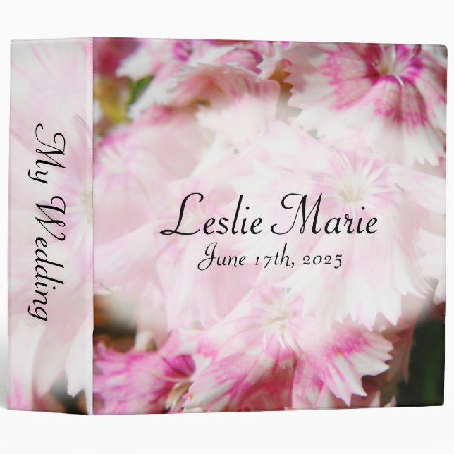 Pink Flower My Wedding 3 Ring Binder (Front/Spine)