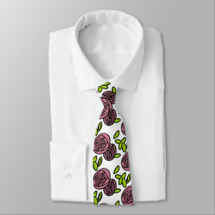 Pink Flower Neck Tie
