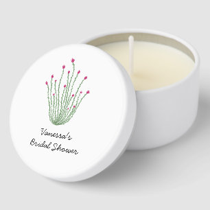 Pink Flower Ocotillo Cactus Bridal Shower Mini Candle Favors