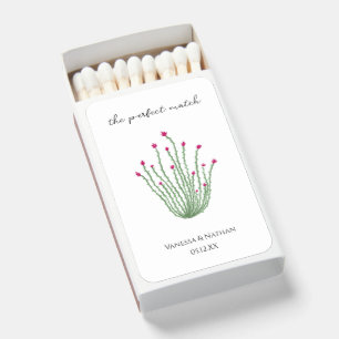 Pink Flower Ocotillo Cactus Wedding Favor Matchboxes
