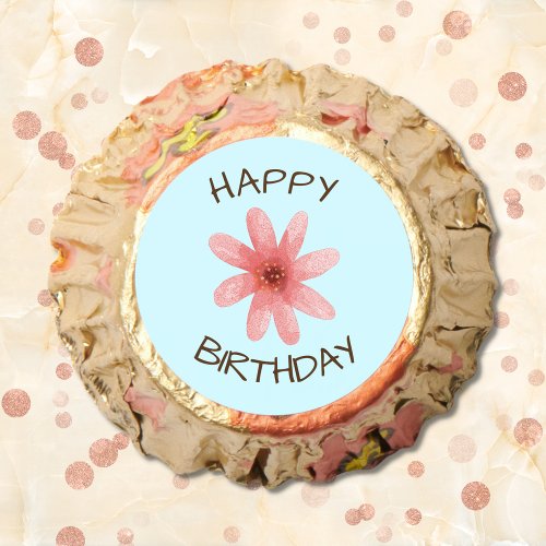 Pink Flower on Powder Blue Background Reeses Peanut Butter Cups