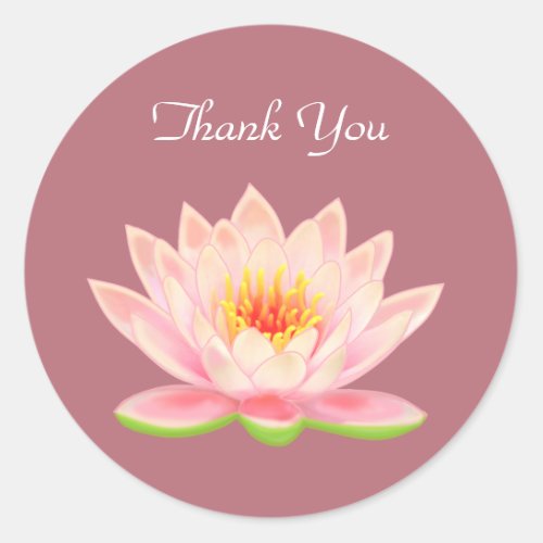 Pink Flower on Rose Gold Thank You Classic Round Sticker