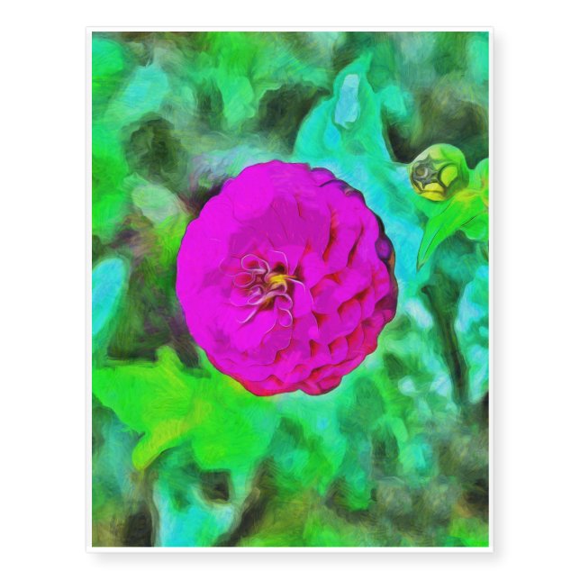 Pink flower painting temporary tattoos (Front)