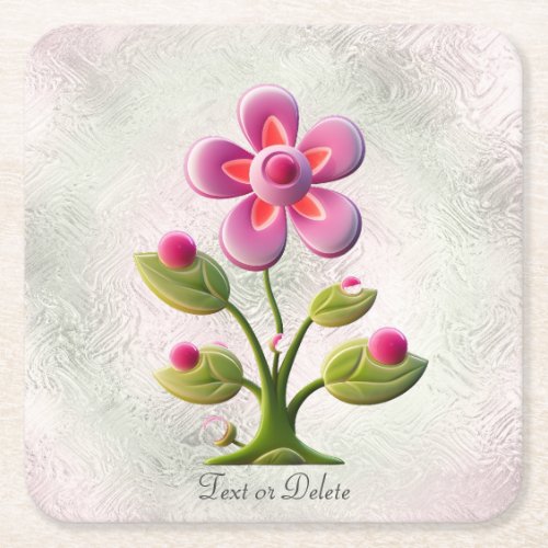 Pink Flower Paper Coaster