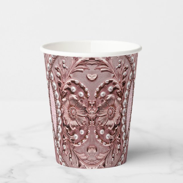 Pink Flower Paper Cups (Left)