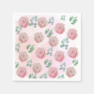 Pink flower paper napkins