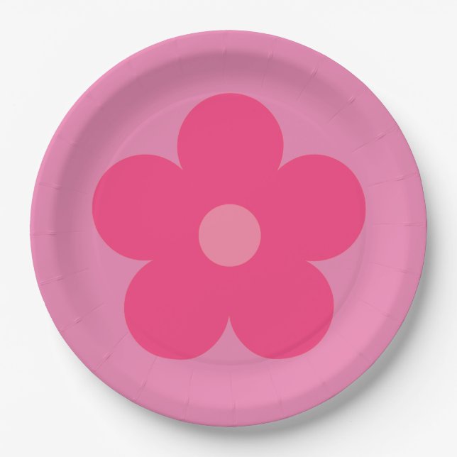 Pink Flower Paper Plates (Front)