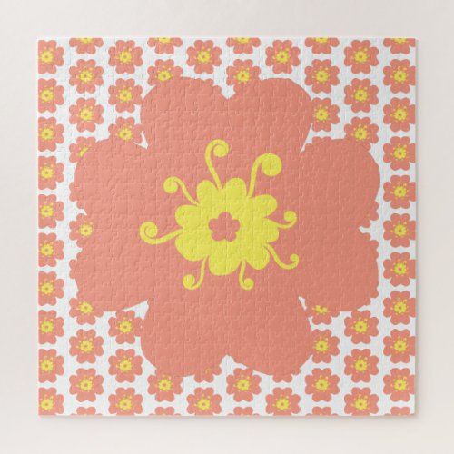 Pink Flower Pattern Frustrating Jigsaw Puzzle