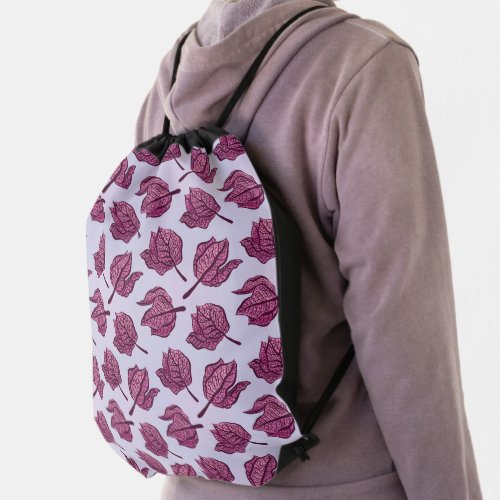 Pink Flower Pattern Pastel Floral Physalis Bloom Drawstring Bag