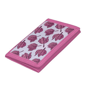 Pink Flower Pattern Pastel Floral Physalis Bloom Trifold Wallet
