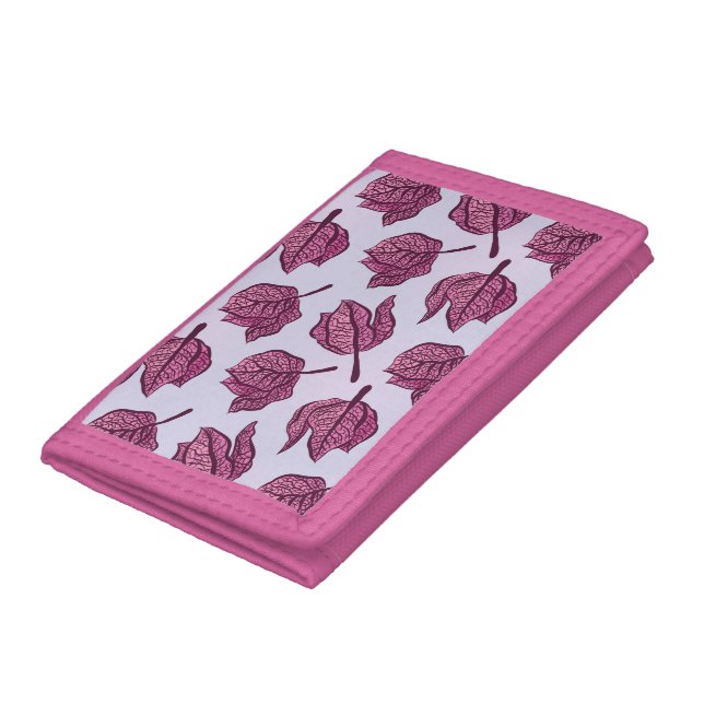 Pink Flower Pattern Pastel Floral Physalis Bloom Trifold Wallet (Bottom)