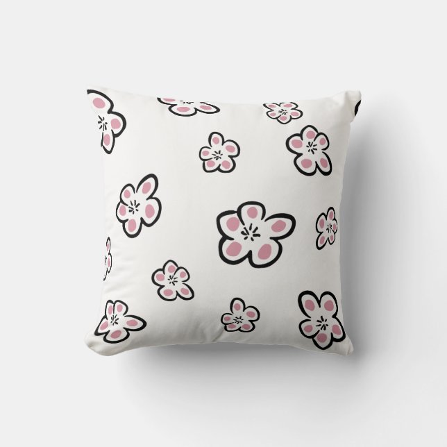 Pink flower pattern - throw pillow (Front)
