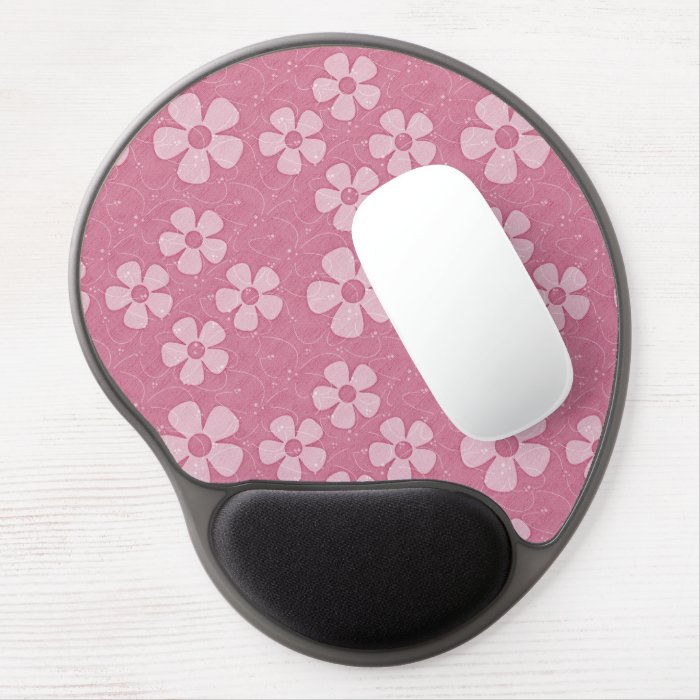 Pink Flower Patterned Gel Mouse Pad