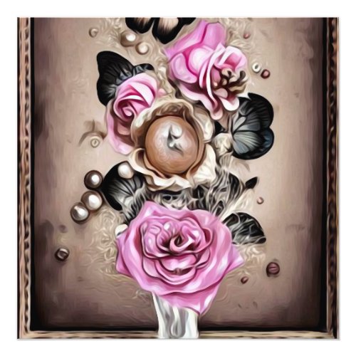 Pink Flower Pearl Bouquet Photo Print