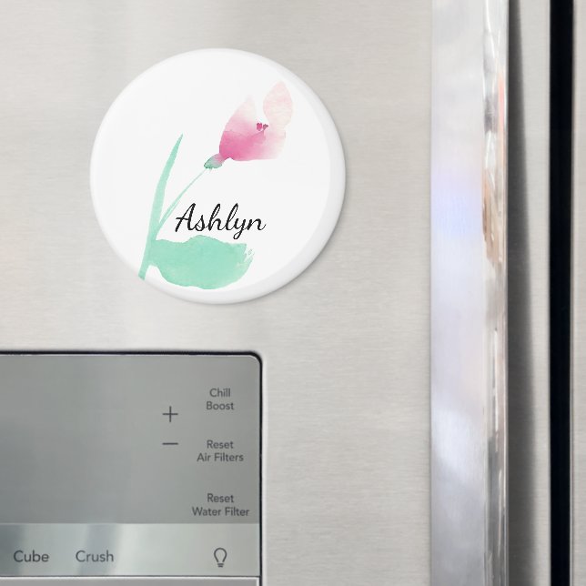 Pink Flower Personalized Name Magnet (In Situ (Fridge))