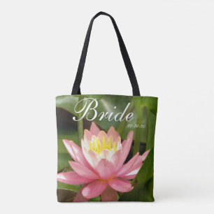 Pink flower personalized w/ Name Bride & date Tote Bag