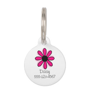 Pink Flower Pet ID Tag