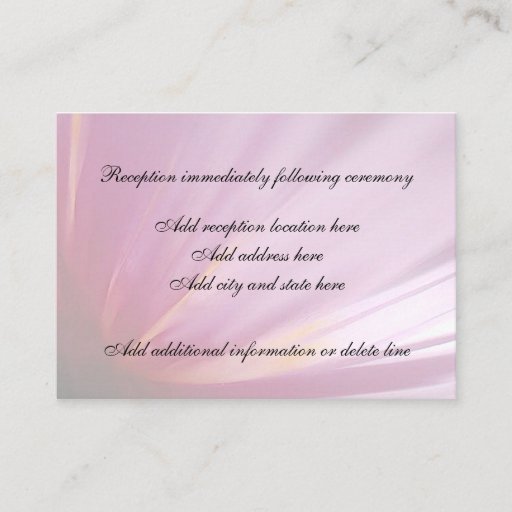 Customizable Pink Flower Petal Reception Card Business Card Template