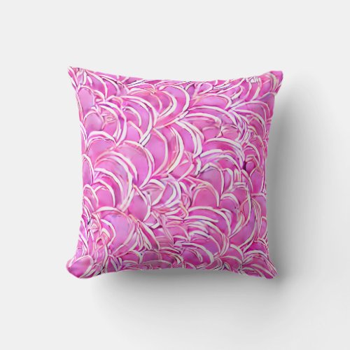 Pink Flower Petal Throw Pillow