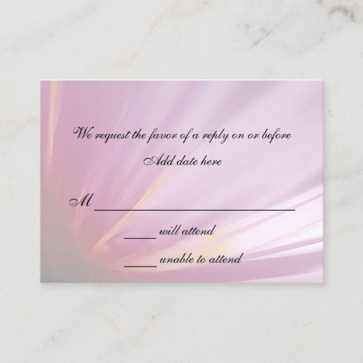 Customizable Pink Flower Petal Wedding Response Card Business Card Templates