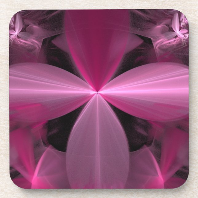 Pink Flower Petals Abstract Beverage Coaster (Front)