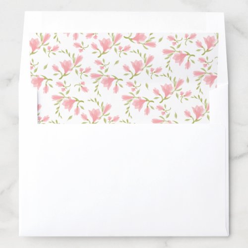 Pink Flower Petals and Greenery Envelope Liner