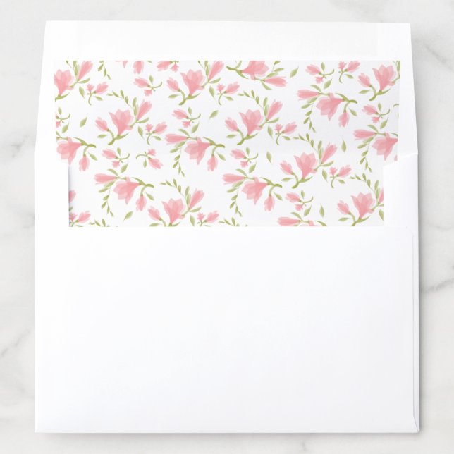 Pink Flower Petals and Greenery Envelope Liner (In Envelope)