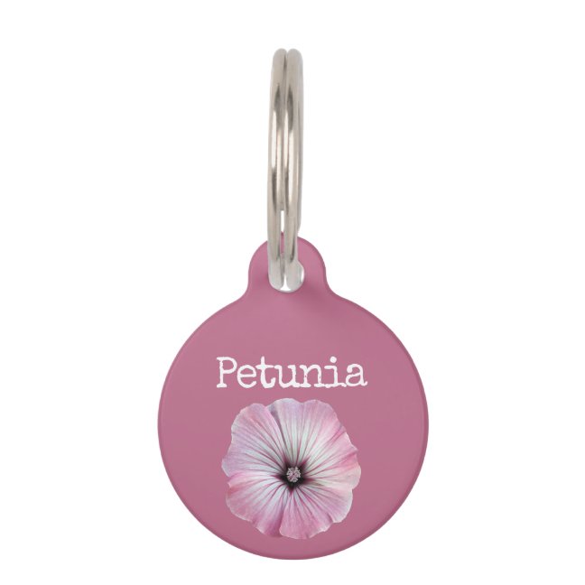 Pink Flower Petunia Pet ID Tag