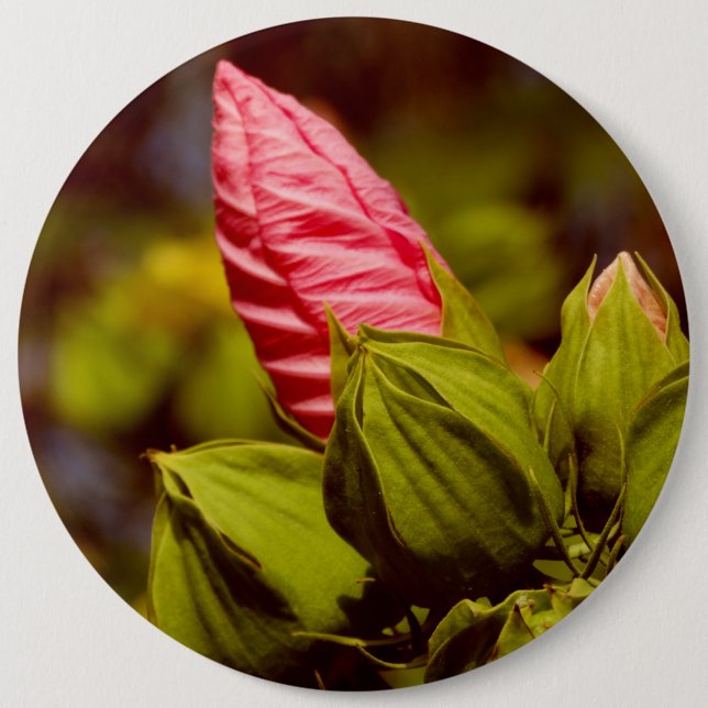 Pink Flower Photo Badge Pinback Button (Front)