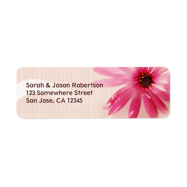 Pink Flower Photo Return Address Labels (Front)