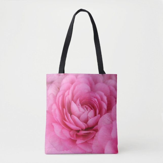 Pink Flower Photograph Monogram Tote (Front)