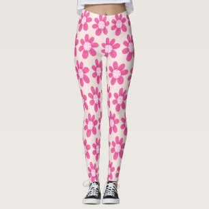 Pink Flower Pickleball Pattern Cute and Trendy Leggings
