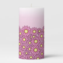  Pink Flower Pillar Candle
