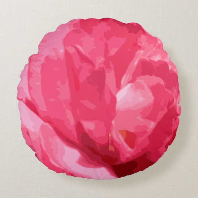 Pink Flower Pillow Abstract Watercolor Garden (Front)