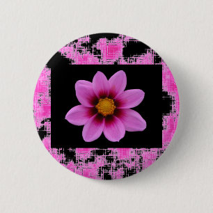 Pink Flower Pinback Button