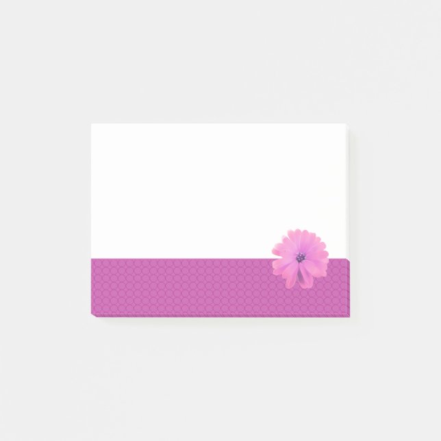 Pink Flower Pink Circle Border Post-it Notes (Front)
