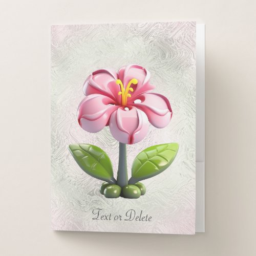 Pink Flower Pocket Folder