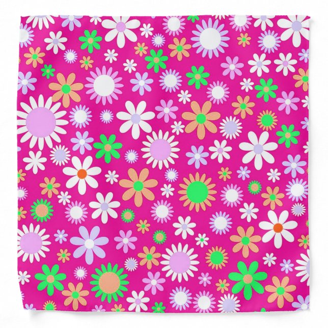 Pink Flower Power Bandana (Front)